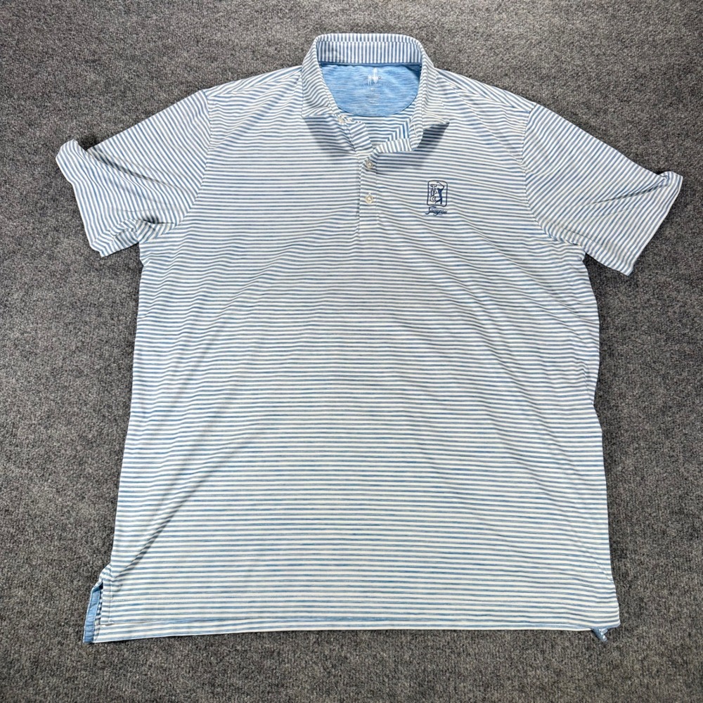 Johnnie-O Golf Polo Shirt TPC‎ Sawgrass Featherweight XL Blue Stripe Mens